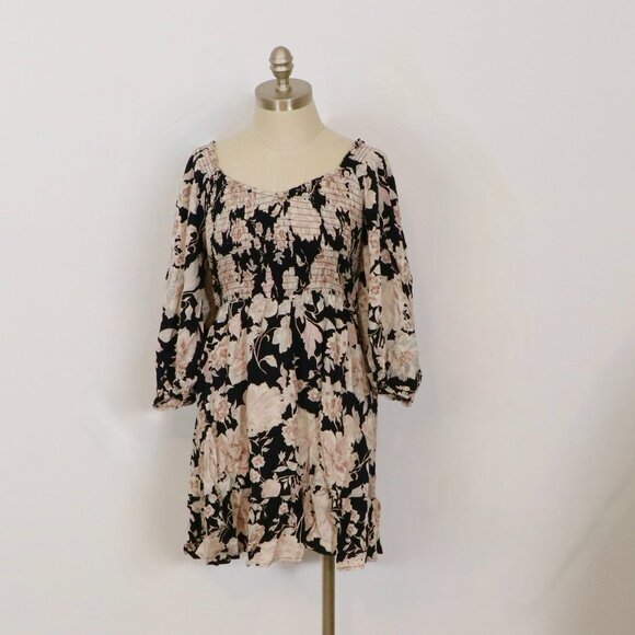 Saltwater LUXE Lane Mini Dress in Black Floral Large - Picture 2 of 7